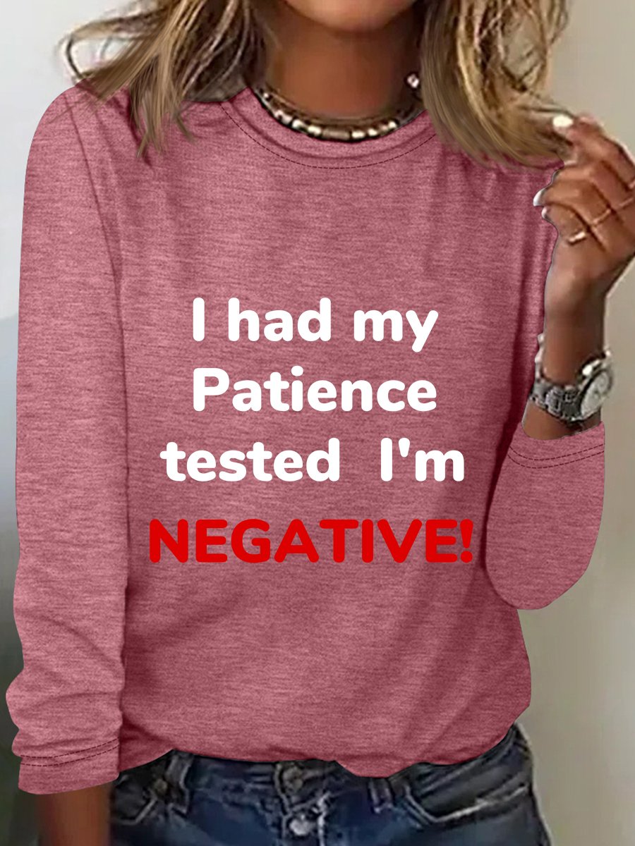 I had my Patience tested I'm NEGATIVE! Long Sleeve Shirt