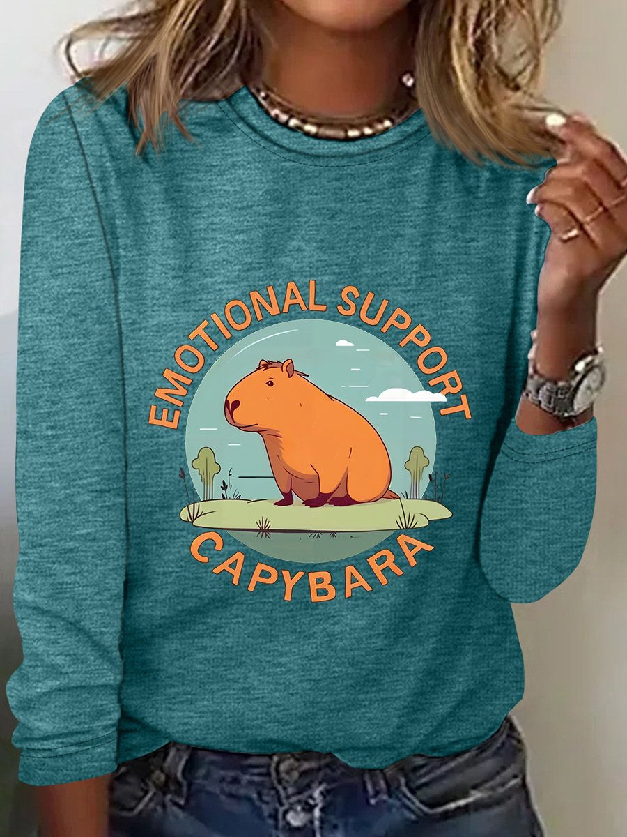 Emotionnal Support Capybara Long Sleeve Shirt