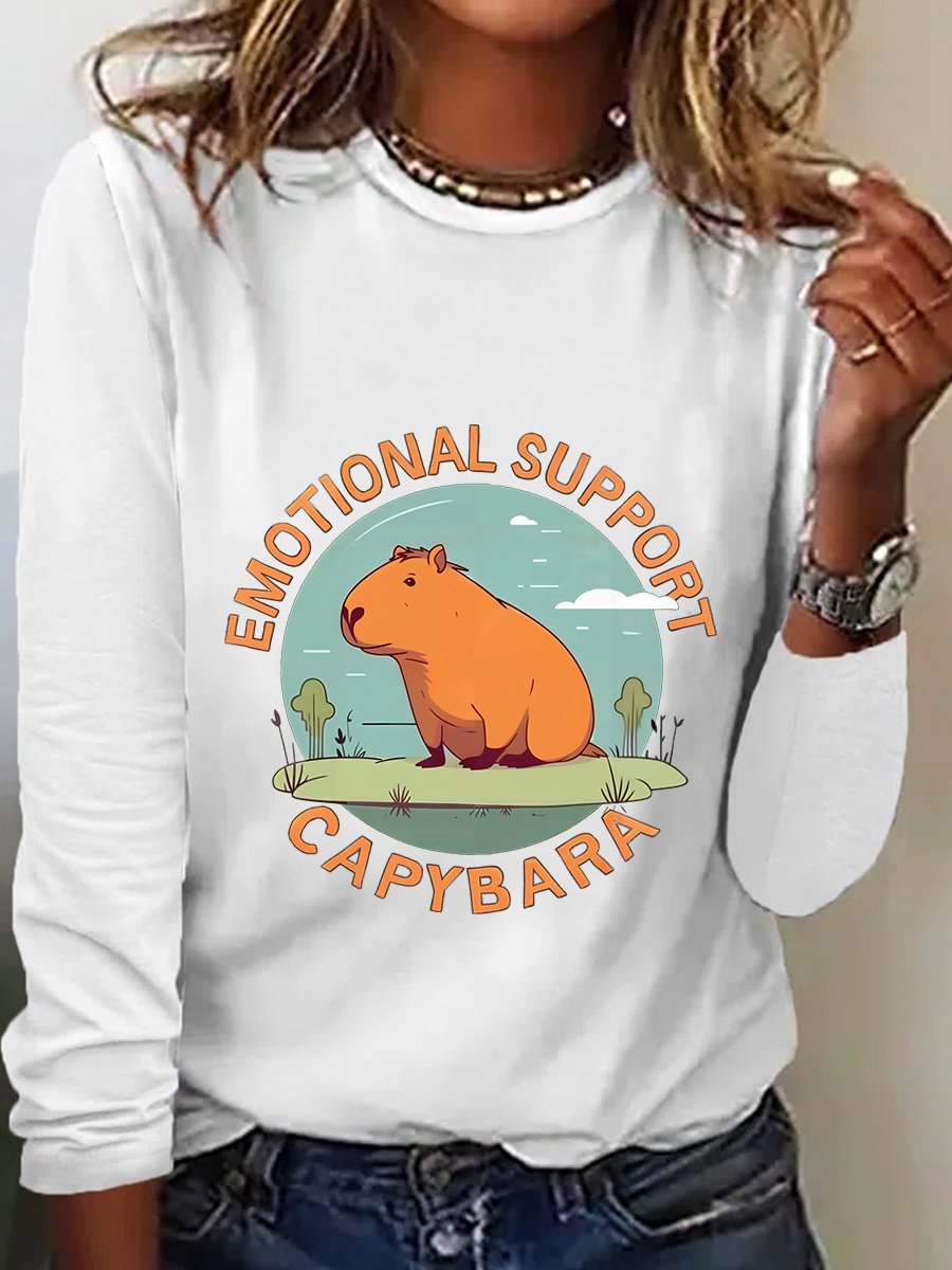 Emotionnal Support Capybara Long Sleeve Shirt