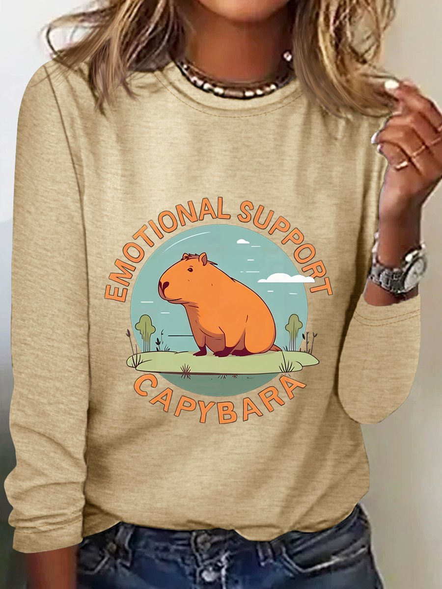 Emotionnal Support Capybara Long Sleeve Shirt