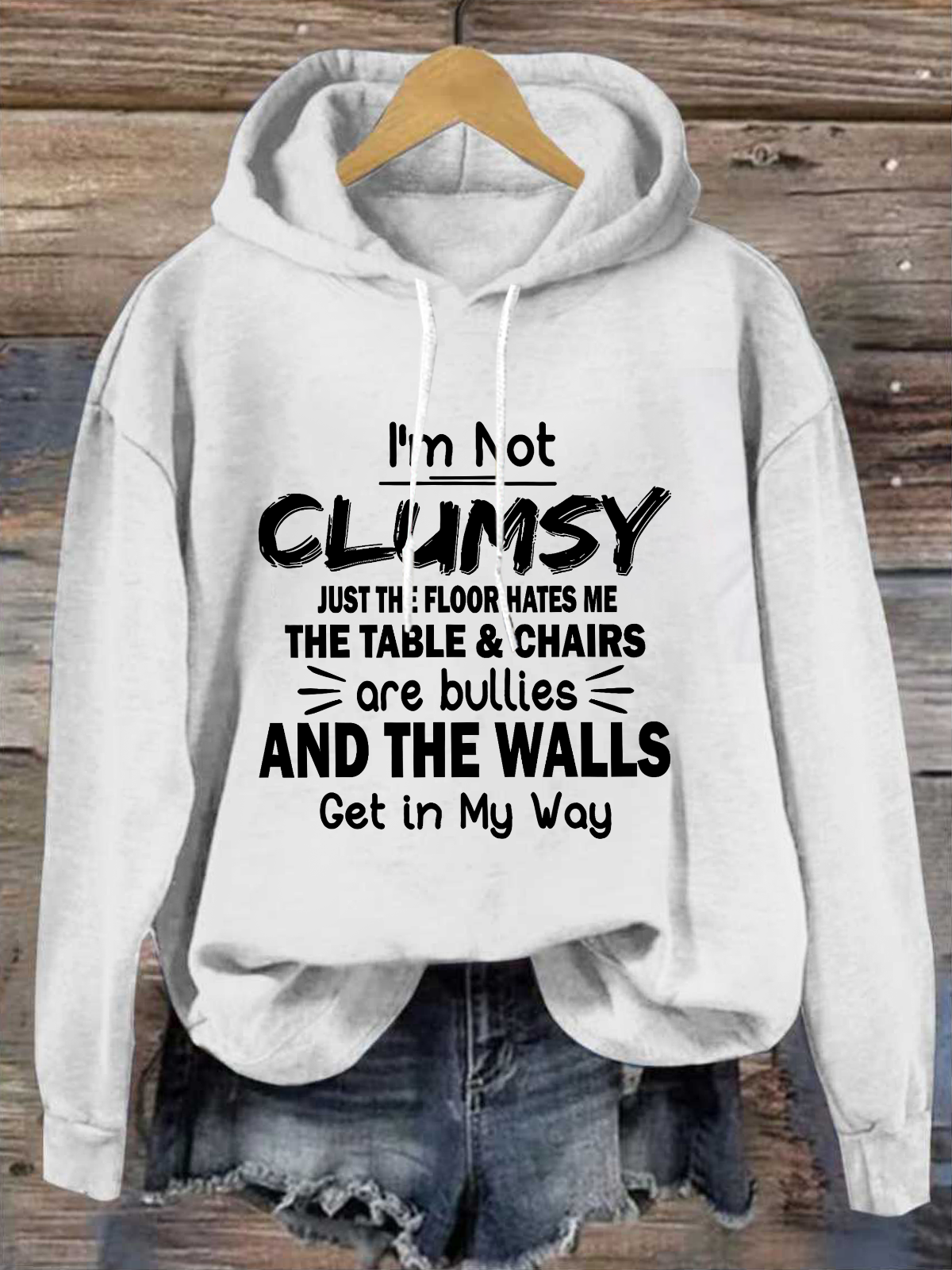 Women‘s I'm Not Clumsy Cotton-Blend Hoodie Casual Text Letters Hoodie