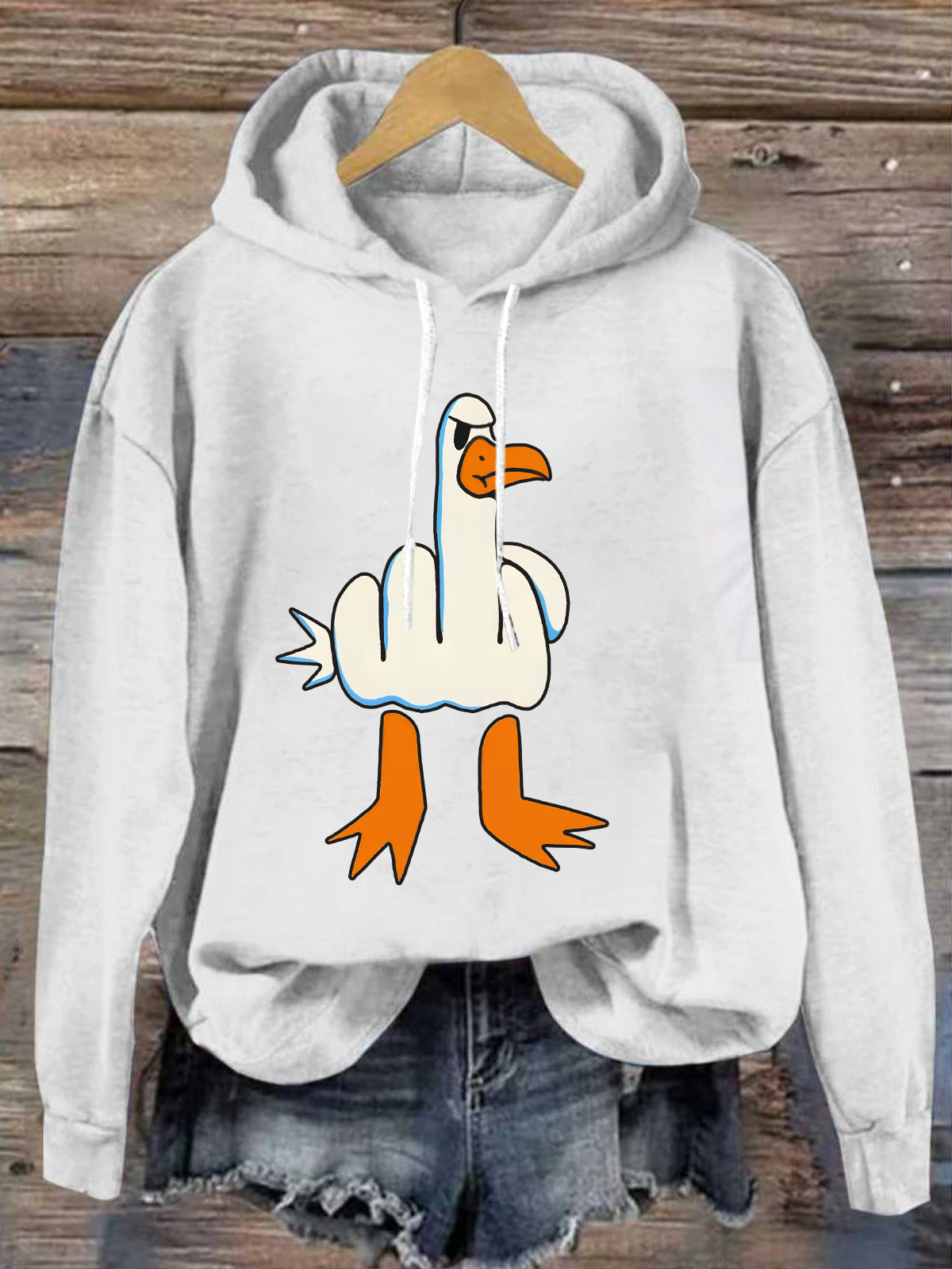 Funny Big White Goose Funny Cotton-Blend Animal Casual Hoodie