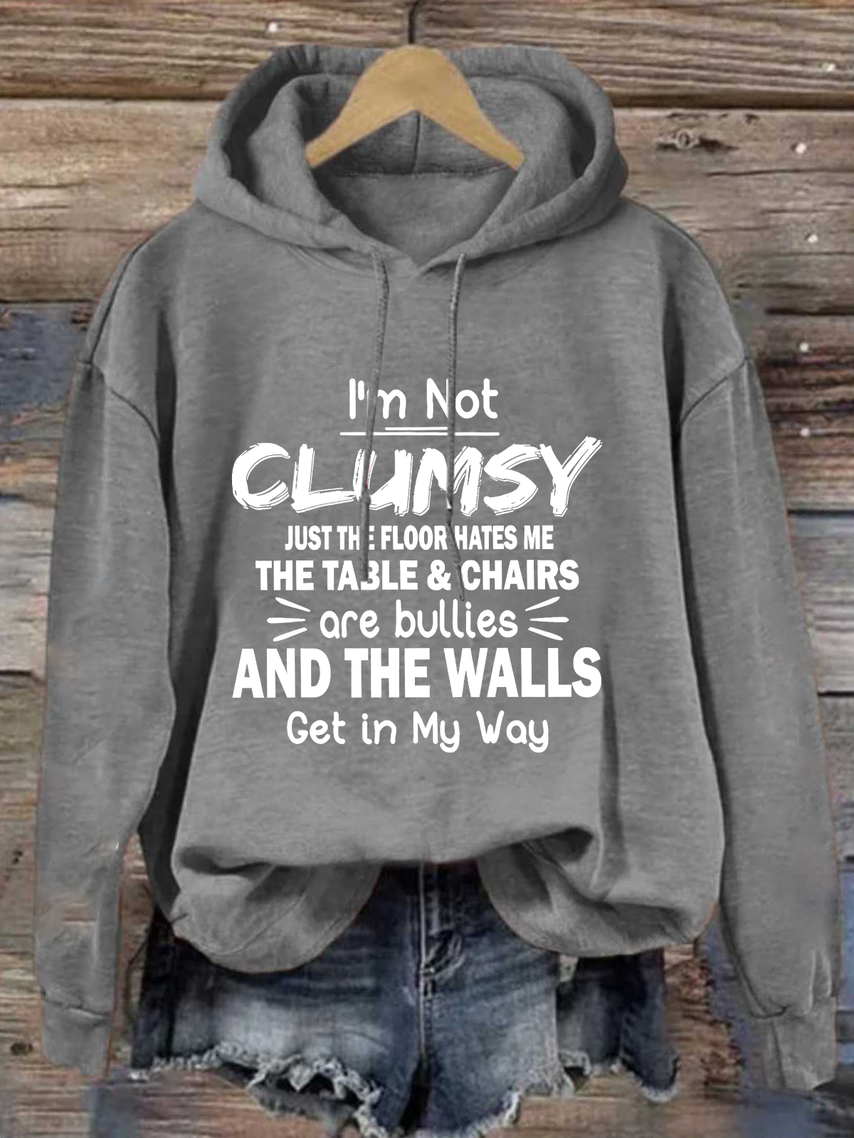 Women‘s I'm Not Clumsy Cotton-Blend Hoodie Casual Text Letters Hoodie