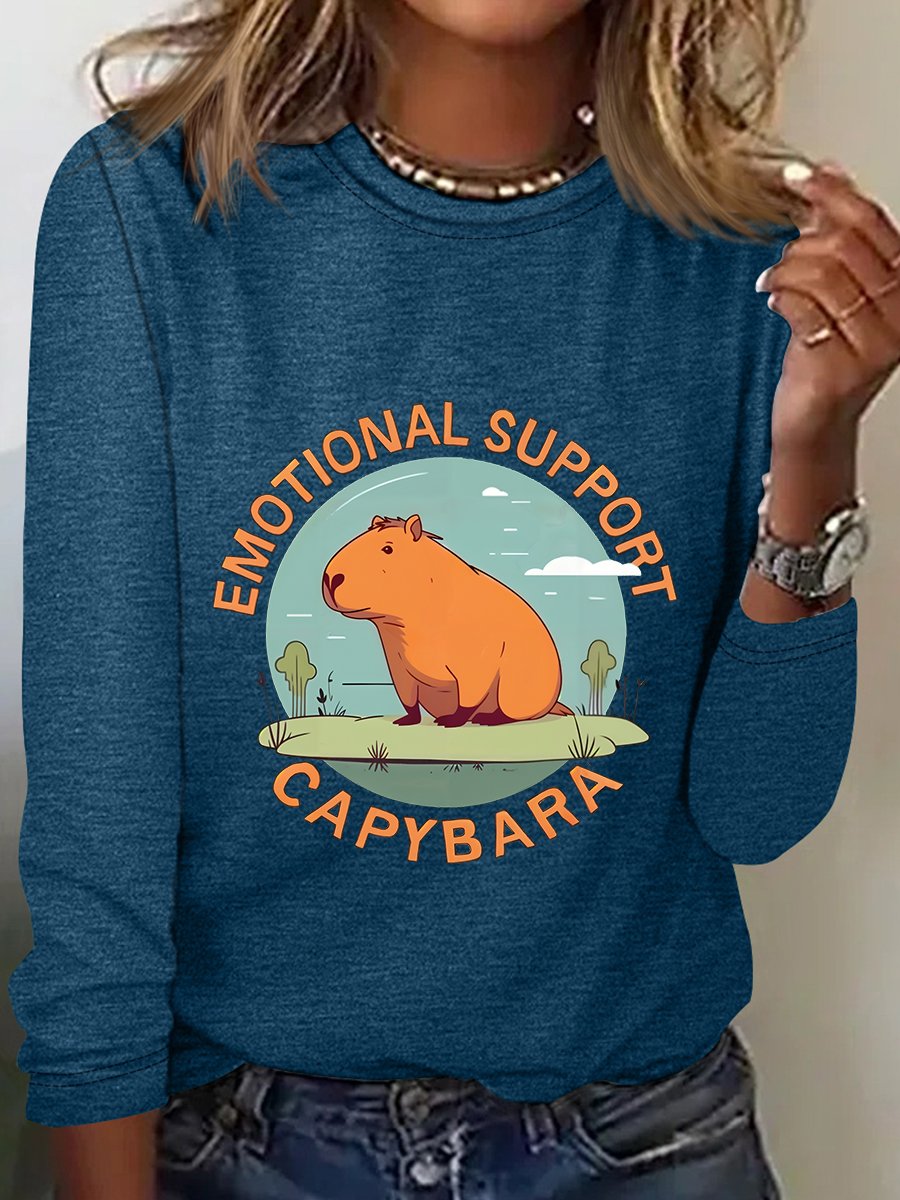 Emotionnal Support Capybara Long Sleeve Shirt