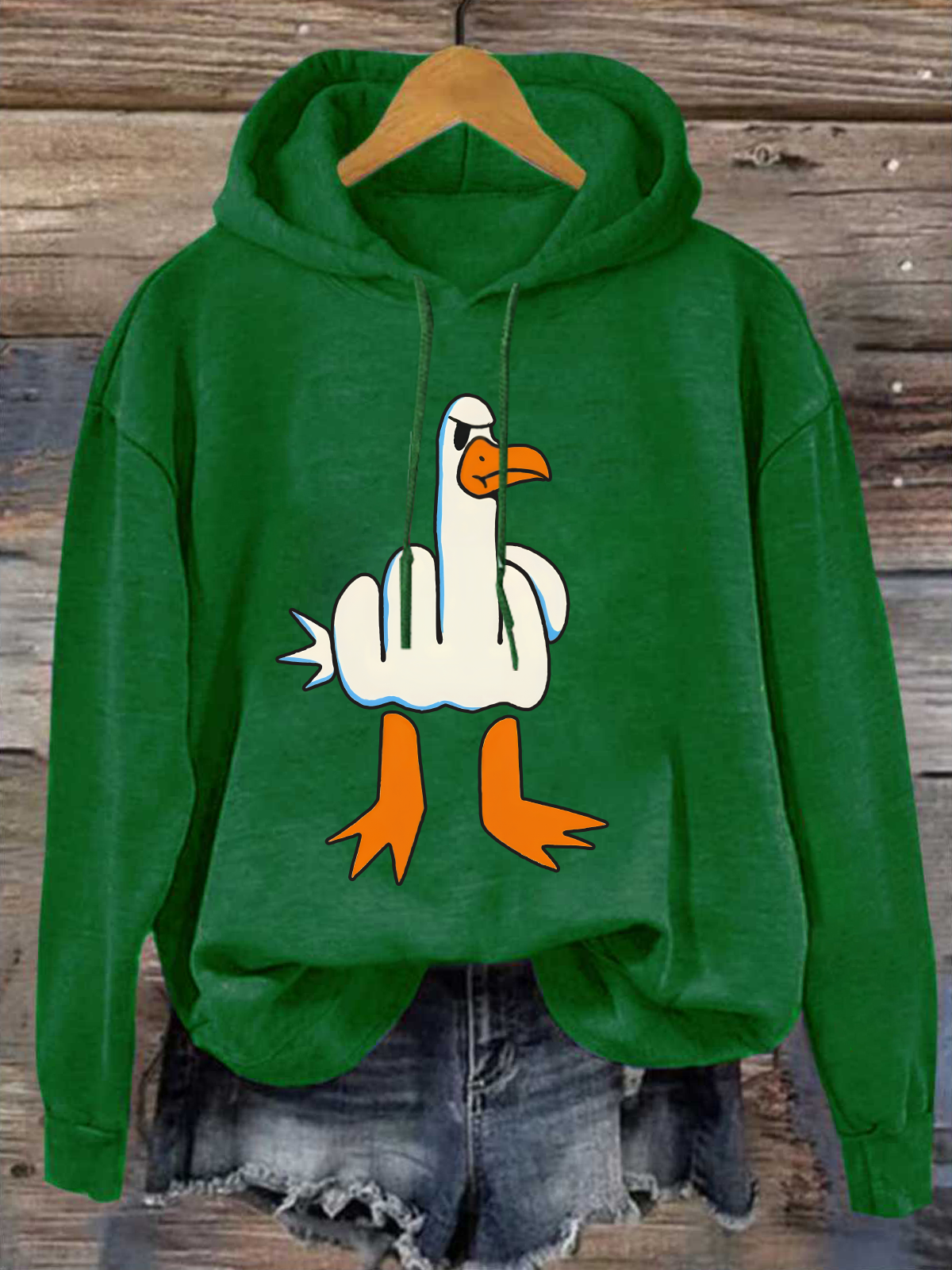 Funny Big White Goose Funny Cotton-Blend Animal Casual Hoodie