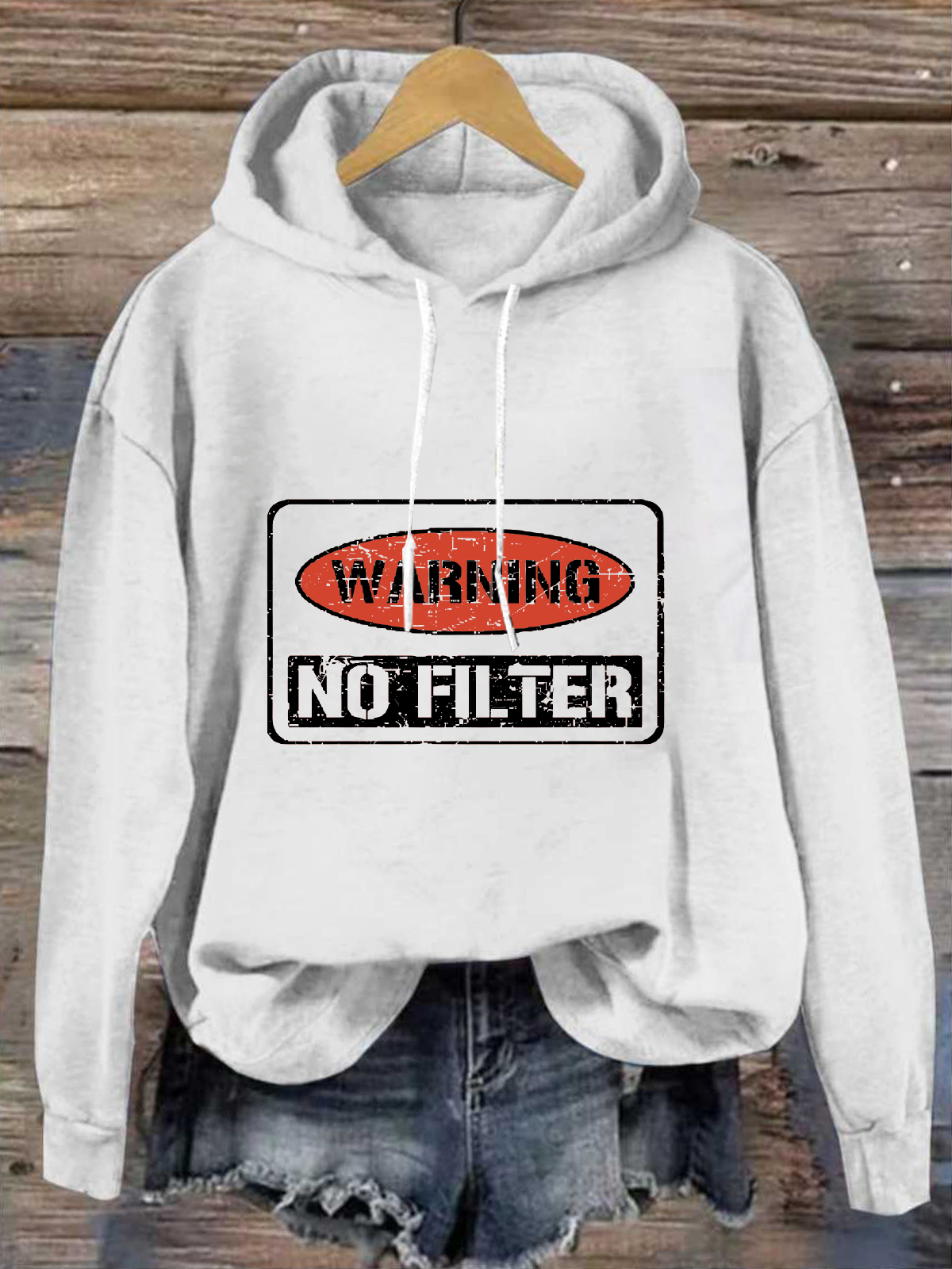 Warning No Filter Casual Loose Hoodie