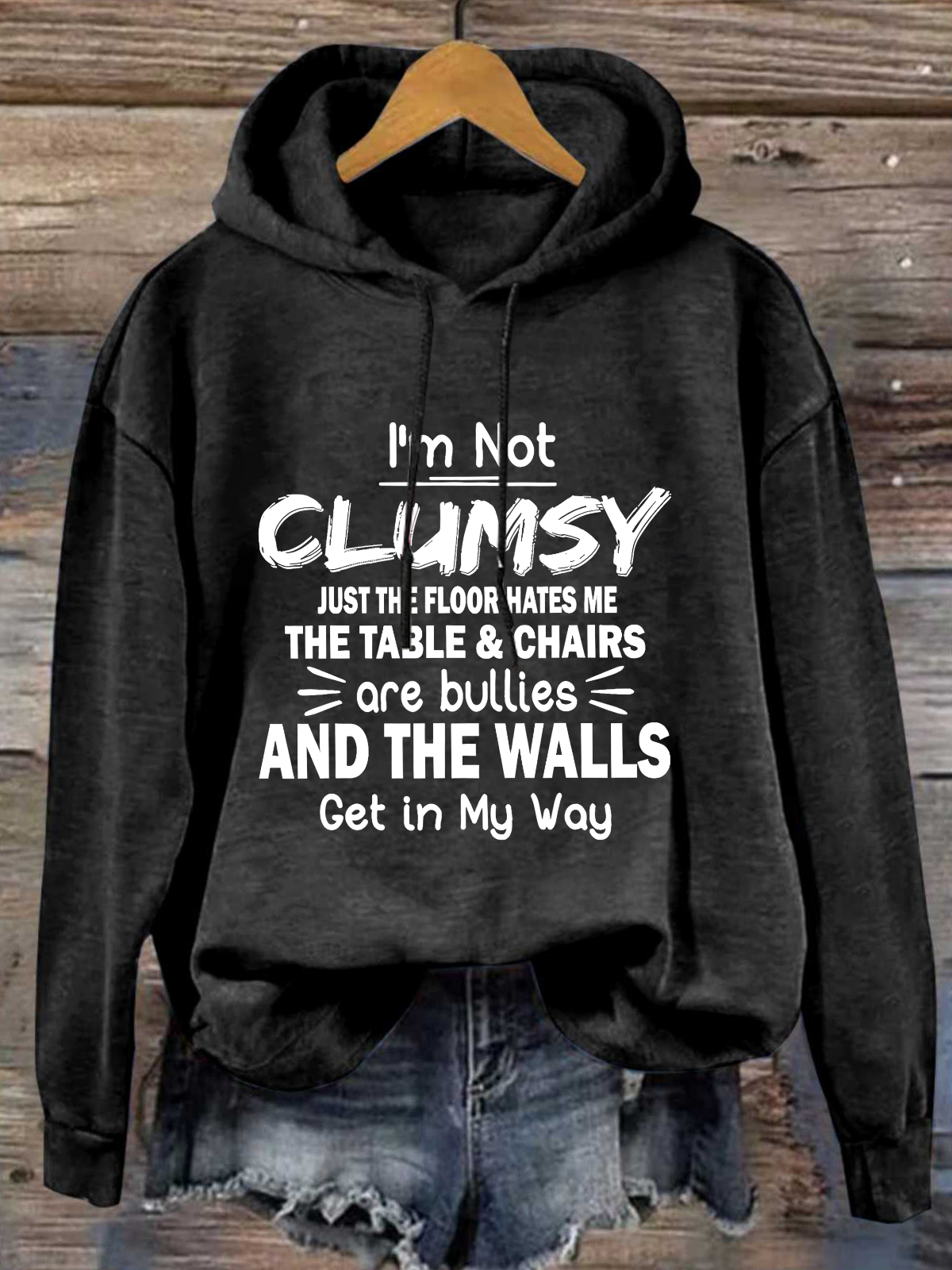 Women‘s I'm Not Clumsy Cotton-Blend Hoodie Casual Text Letters Hoodie