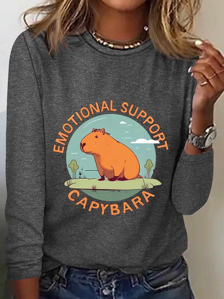 Emotionnal Support Capybara Long Sleeve Shirt