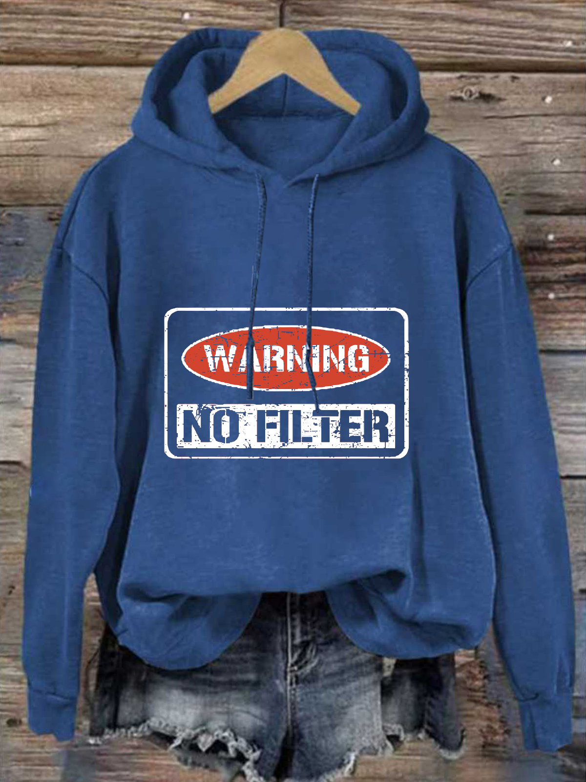 Warning No Filter Casual Loose Hoodie