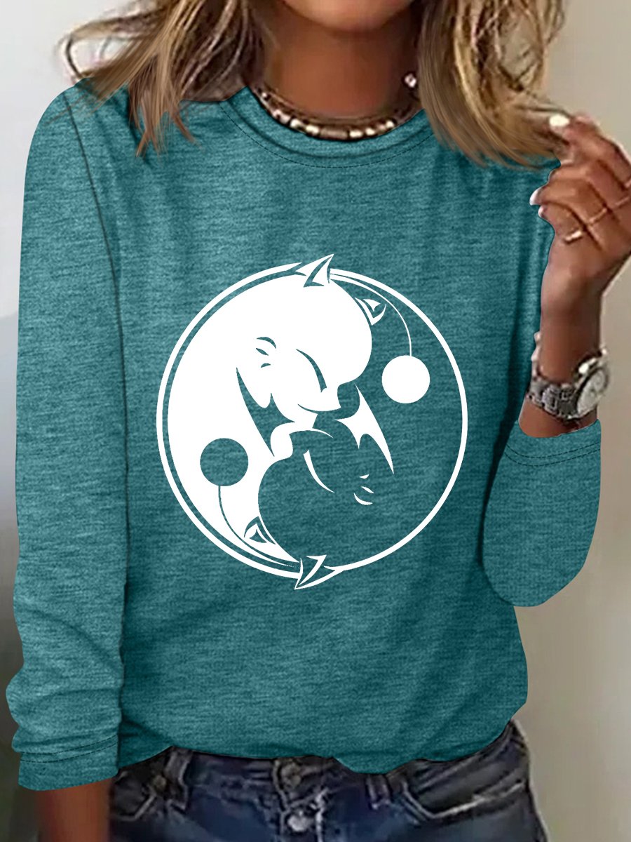 Yinyang Cat Long Sleeve Shirt