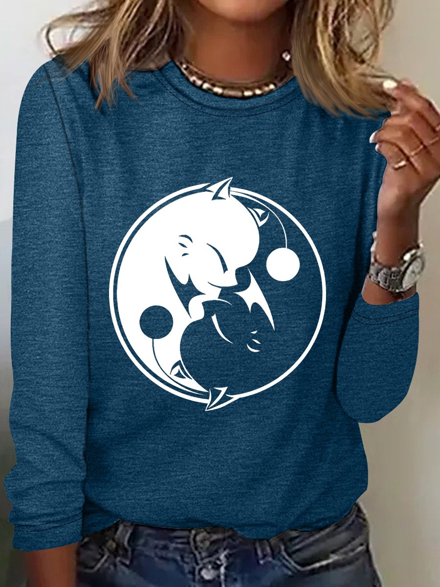 Yinyang Cat Long Sleeve Shirt