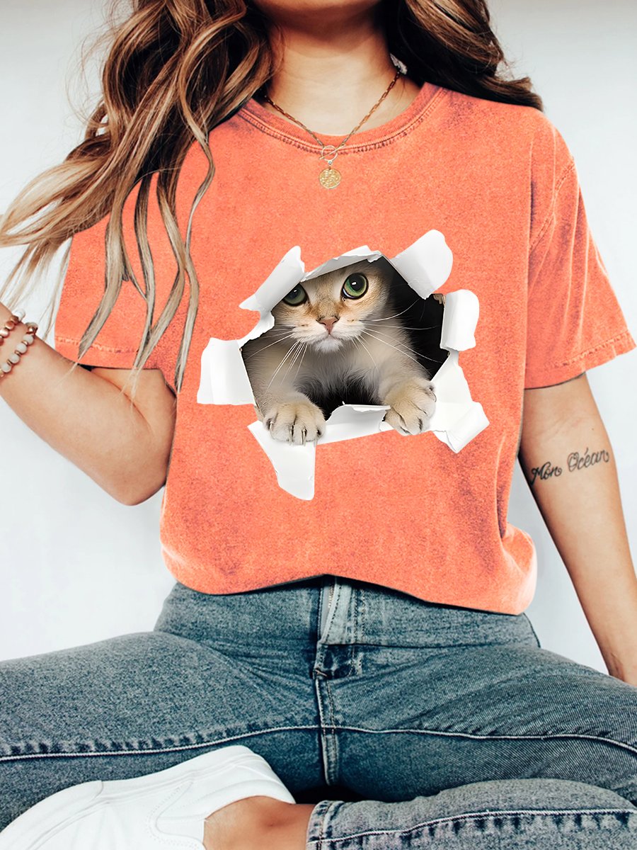 3D Cat Vintage Distressed Shirt