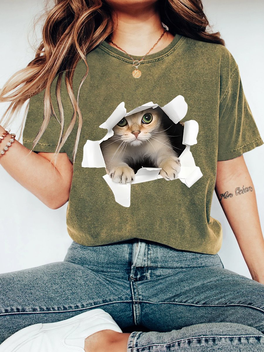 3D Cat Vintage Distressed Shirt