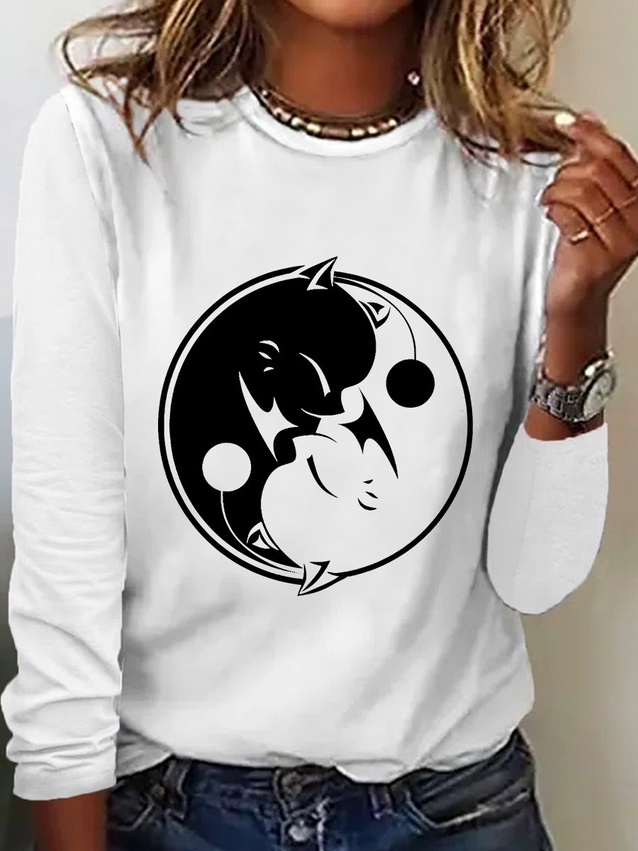 Yinyang Cat Long Sleeve Shirt