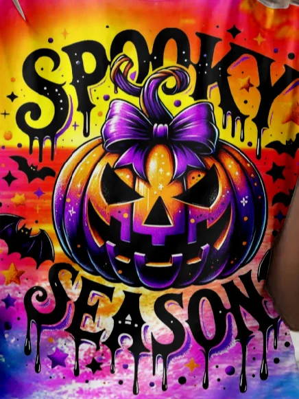 Spooky Season Print Crew Neck T-shirt