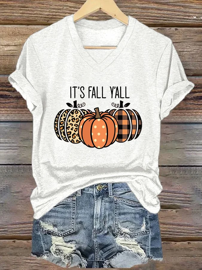 Women's It's Fall Yall Pumpkin Print T-Shirt