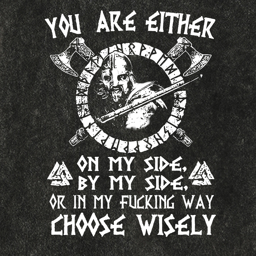 You Are Either On My Side By My Side Viking Vintage Distressed Washed Shirt