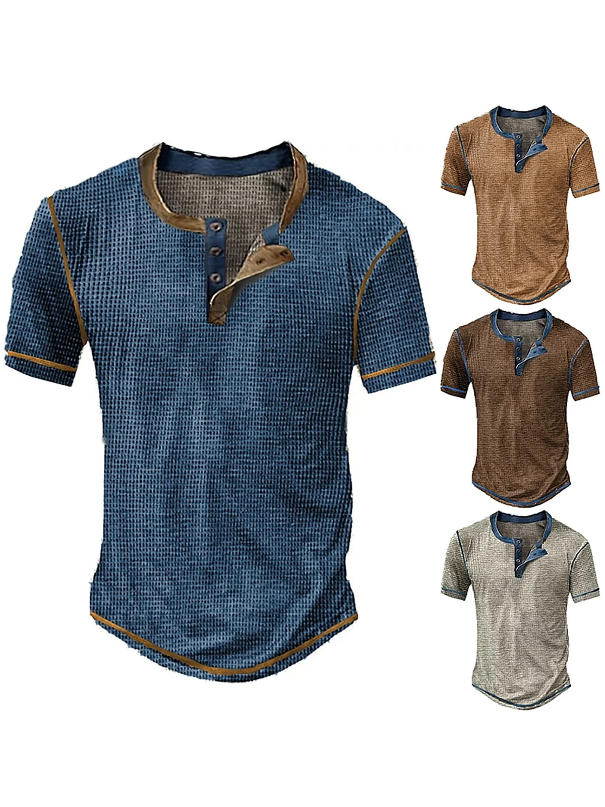 Henley Collar Short Sleeve T-Shirt