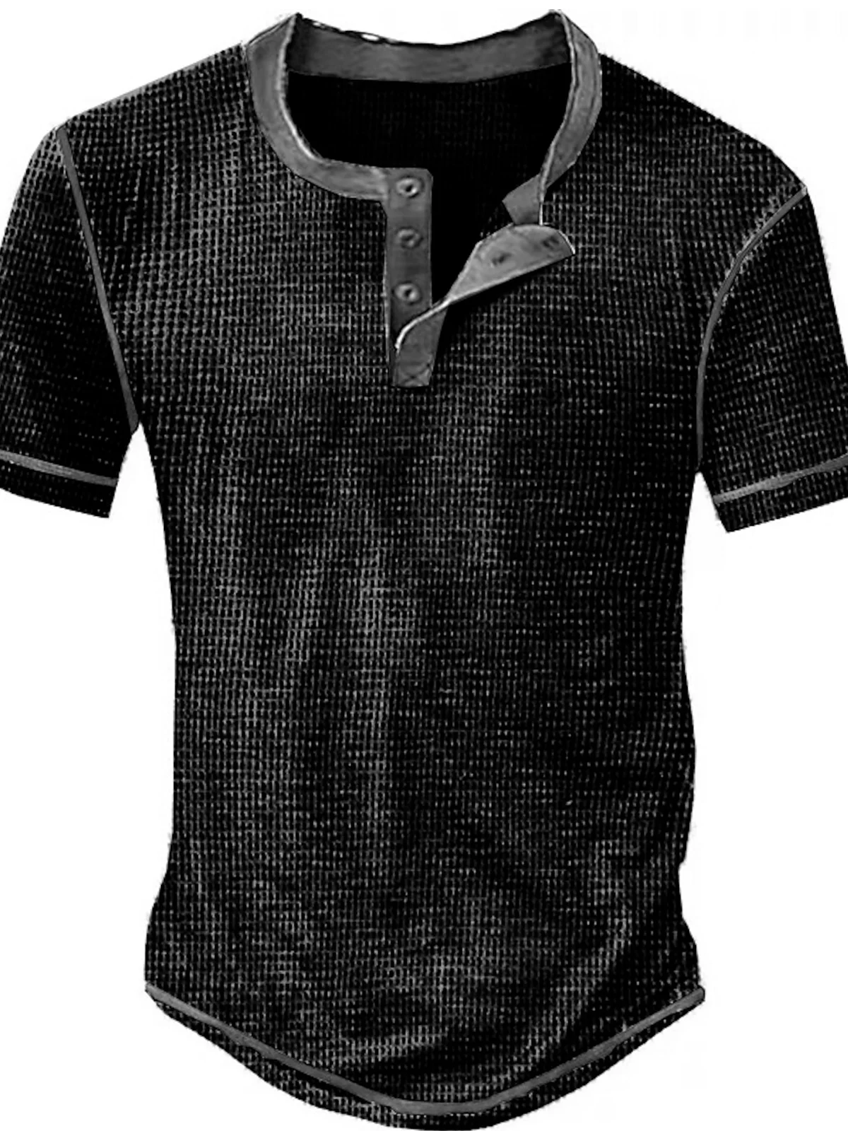 Henley Collar Short Sleeve T-Shirt