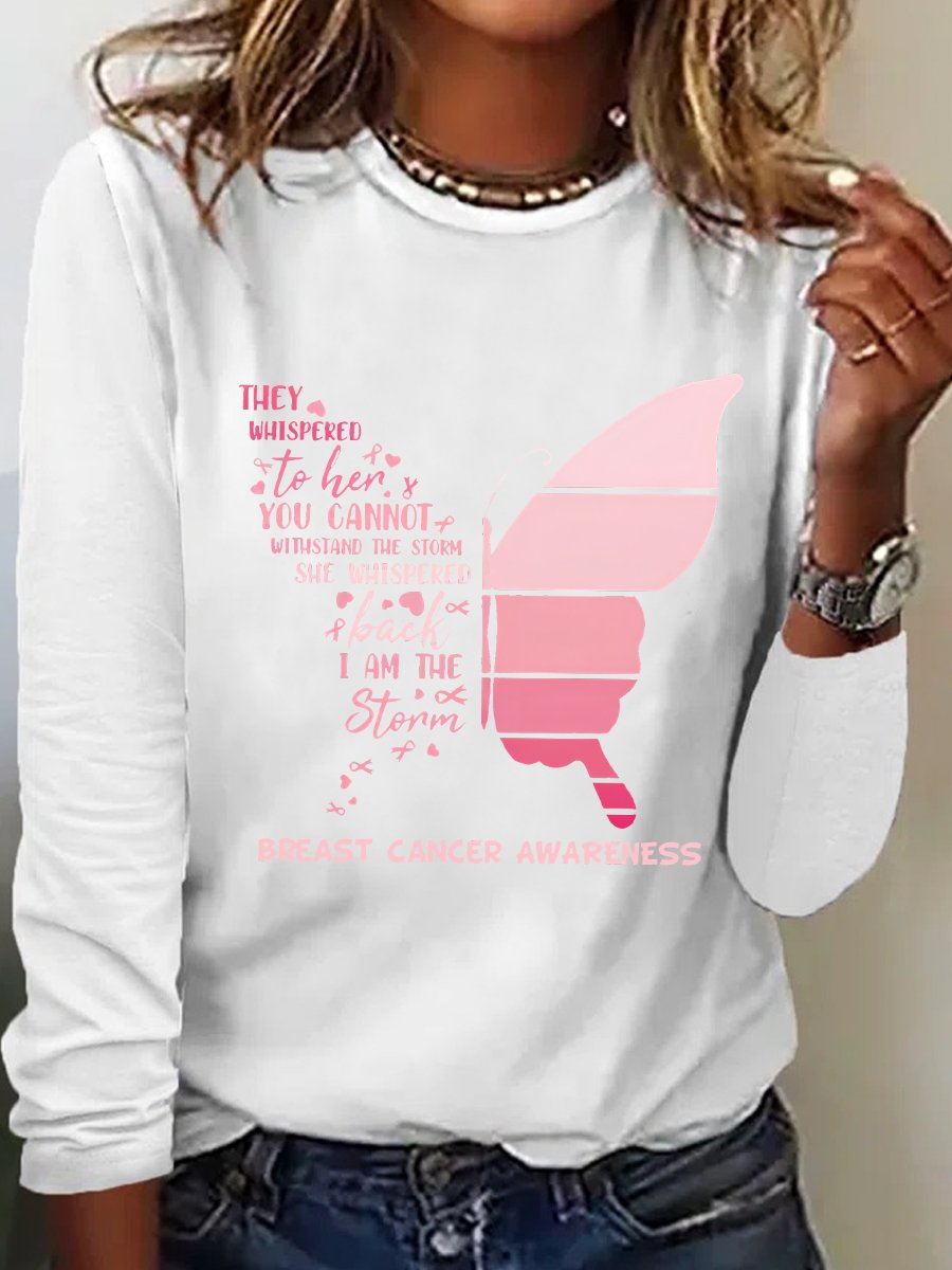 Butterfly Breast Cancer Long Sleeve Shirt