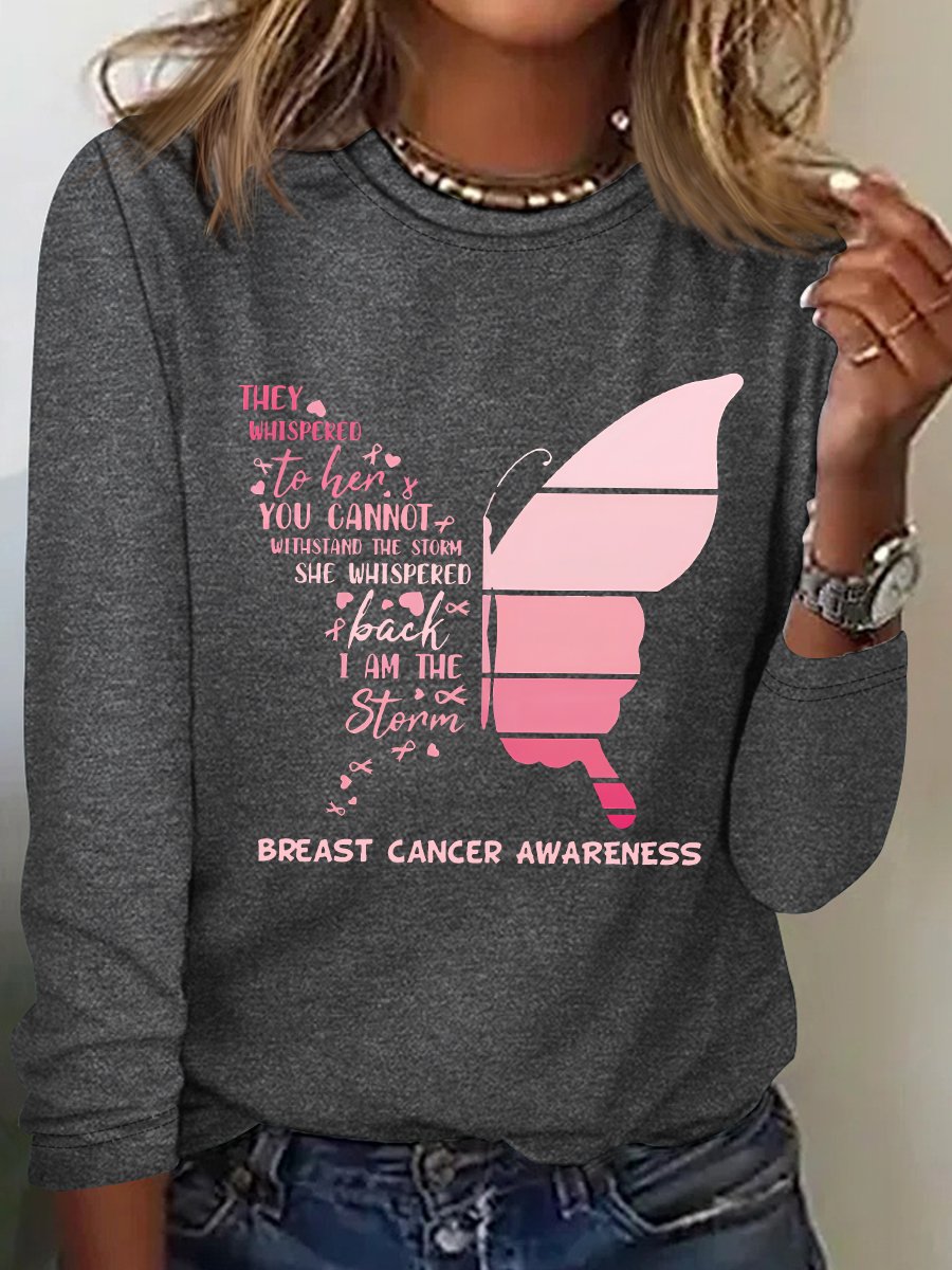 Butterfly Breast Cancer Long Sleeve Shirt