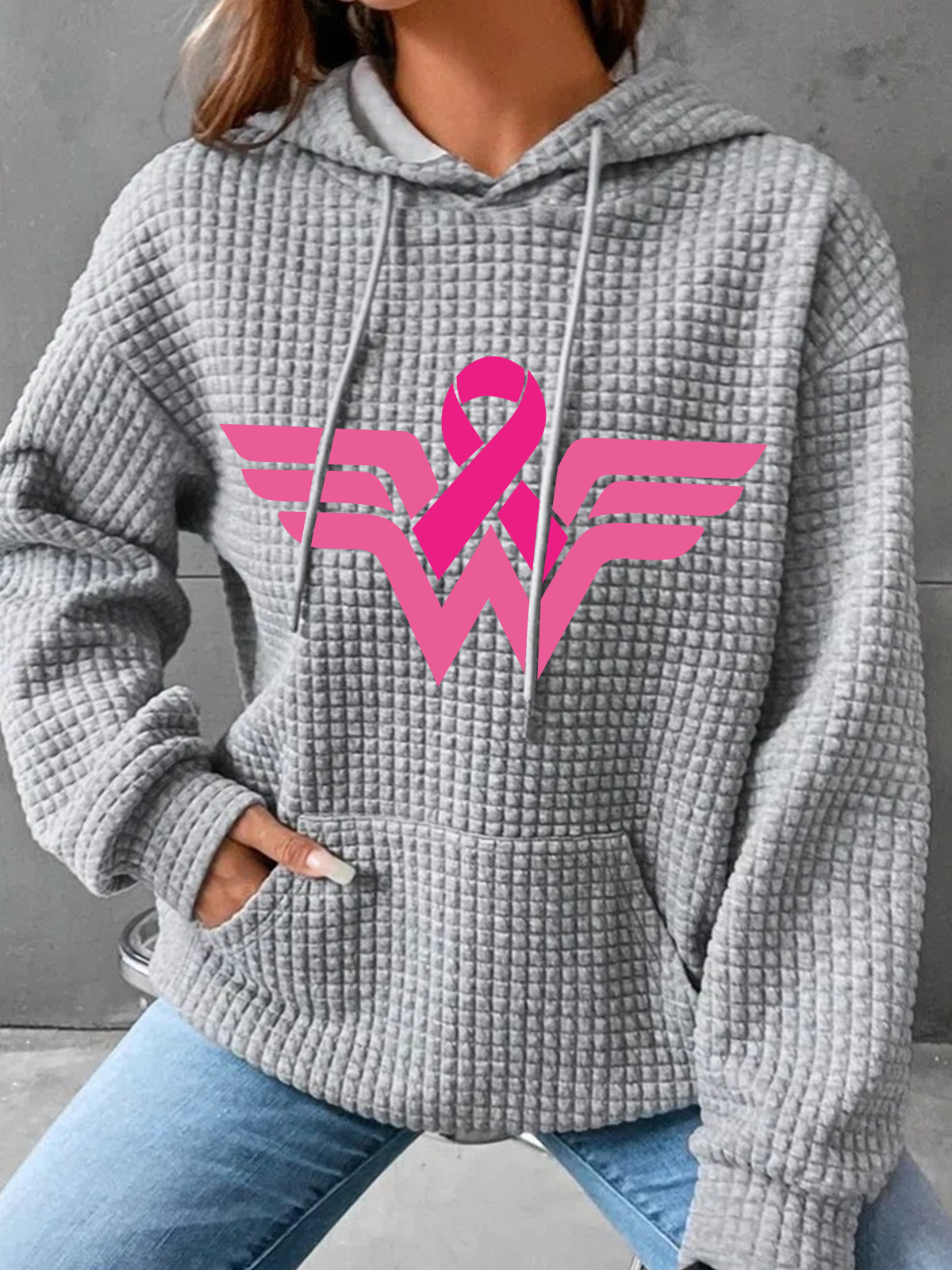 Breast Cancer Woman Simple Loose Hoodie