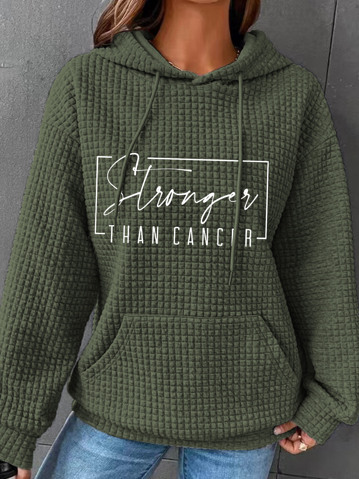 Stronger Than Cancer Breast Cancer Simple Loose Hoodie