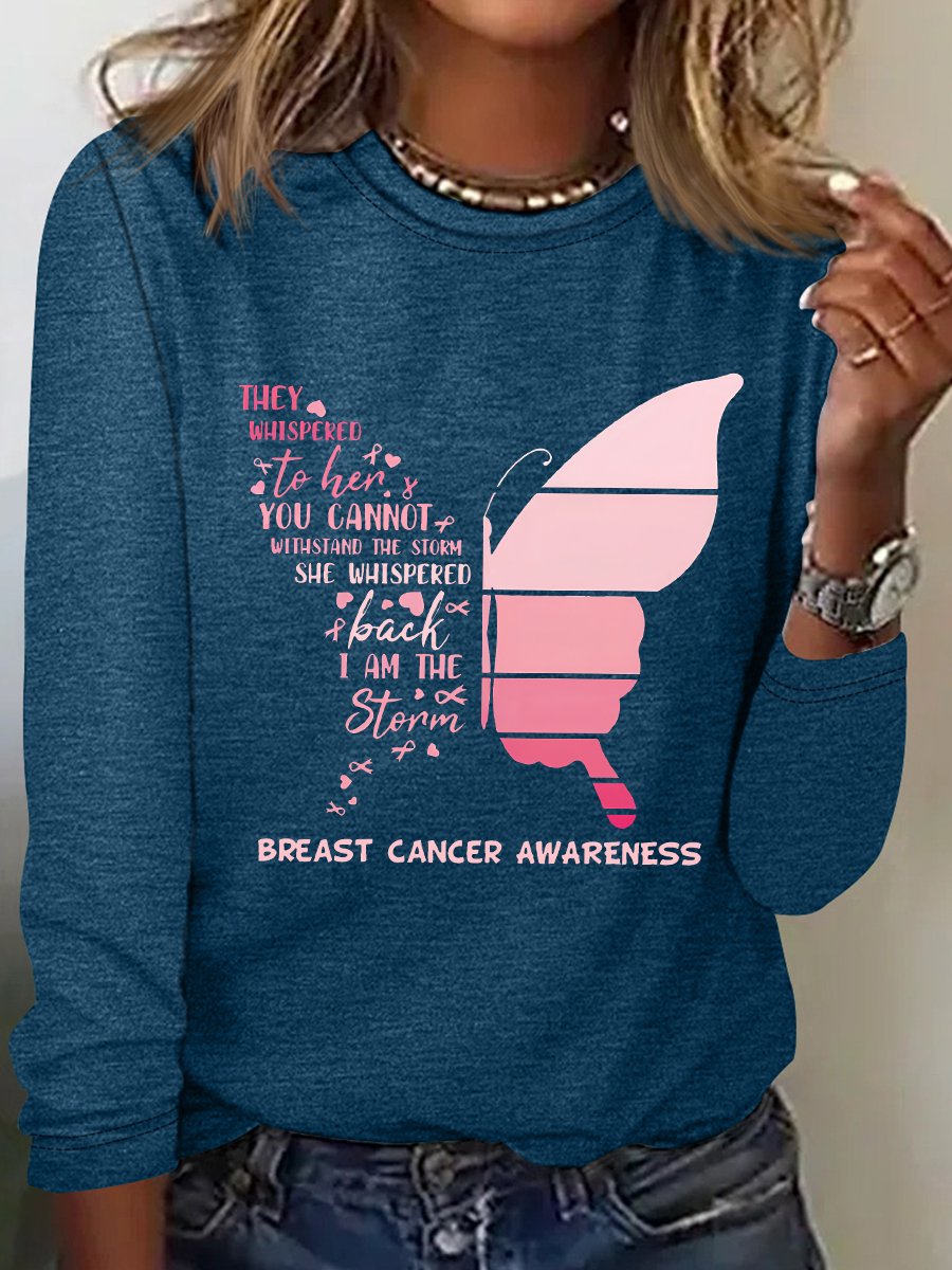 Butterfly Breast Cancer Long Sleeve Shirt