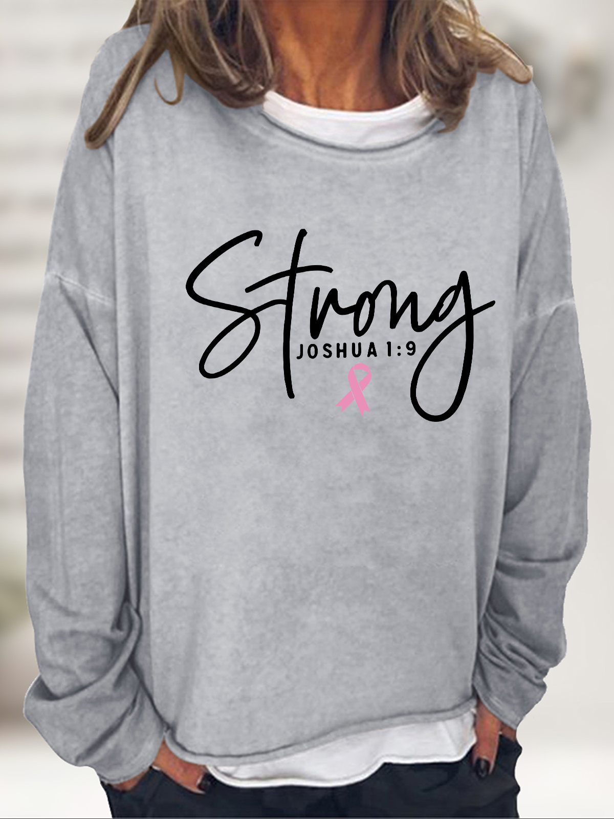 Breast Cancer Survivor Faith Casual Loose Sweatshirt