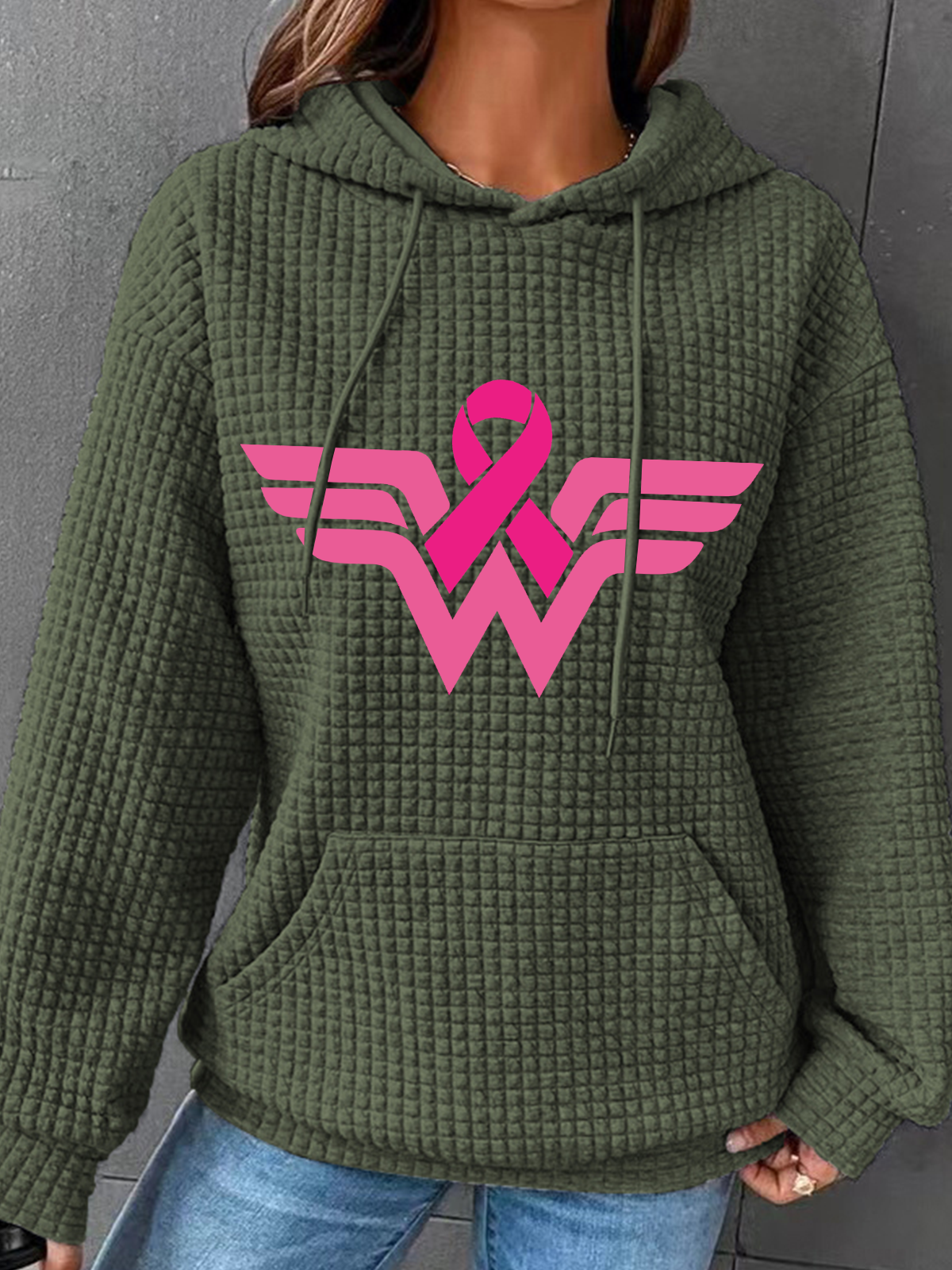 Breast Cancer Woman Simple Loose Hoodie