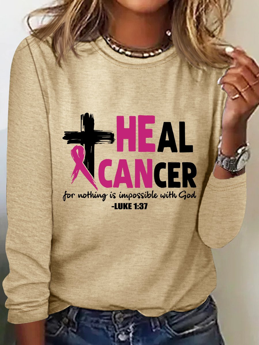 Heal Cancer  Breast Cancer Awareness Month Long Sleeve Shirt