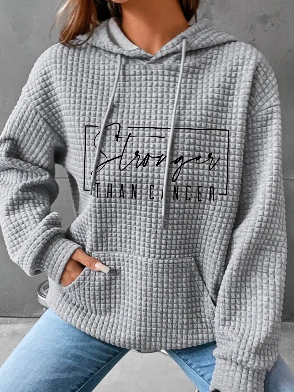 Stronger Than Cancer Breast Cancer Simple Loose Hoodie