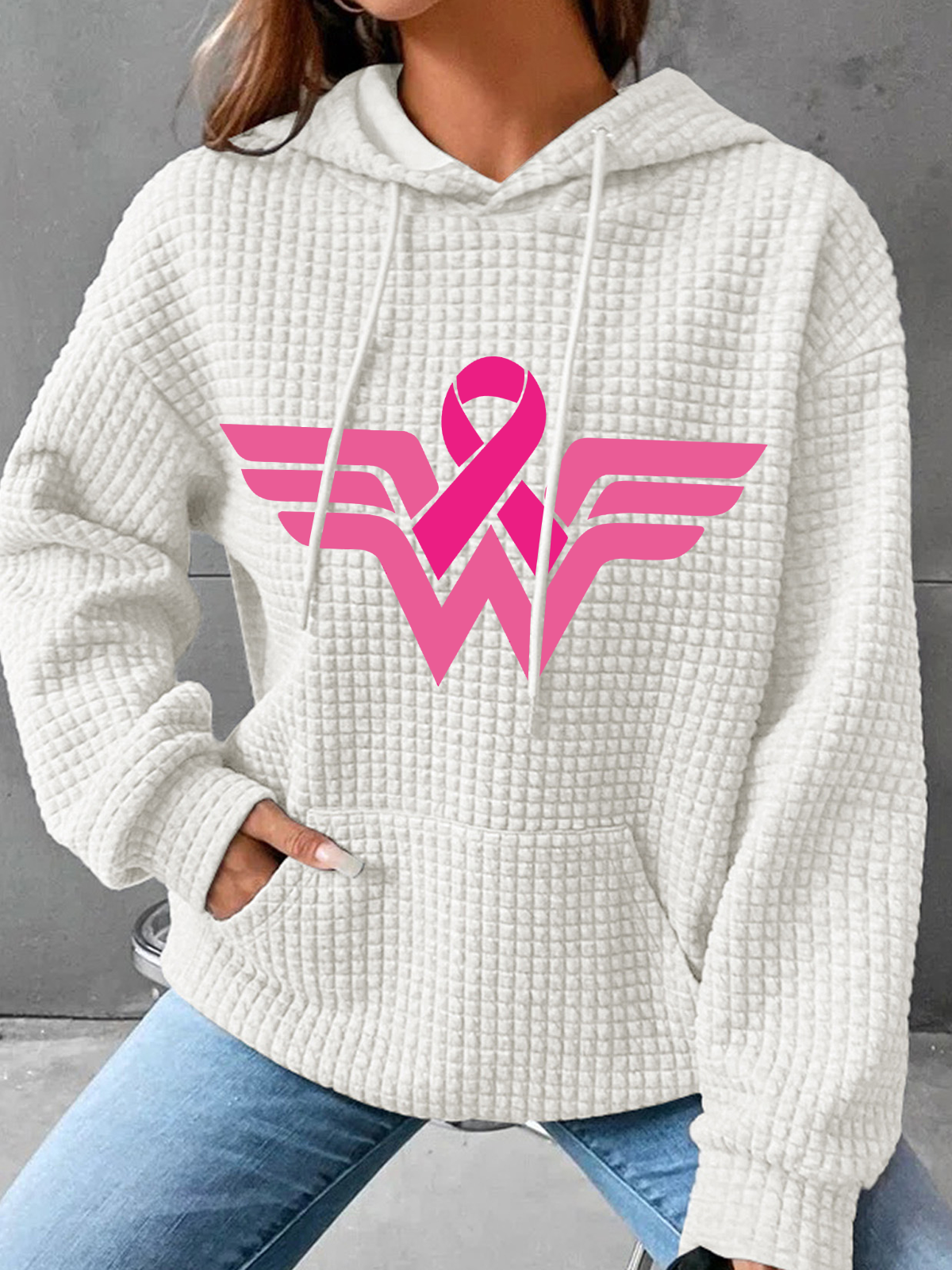 Breast Cancer Woman Simple Loose Hoodie