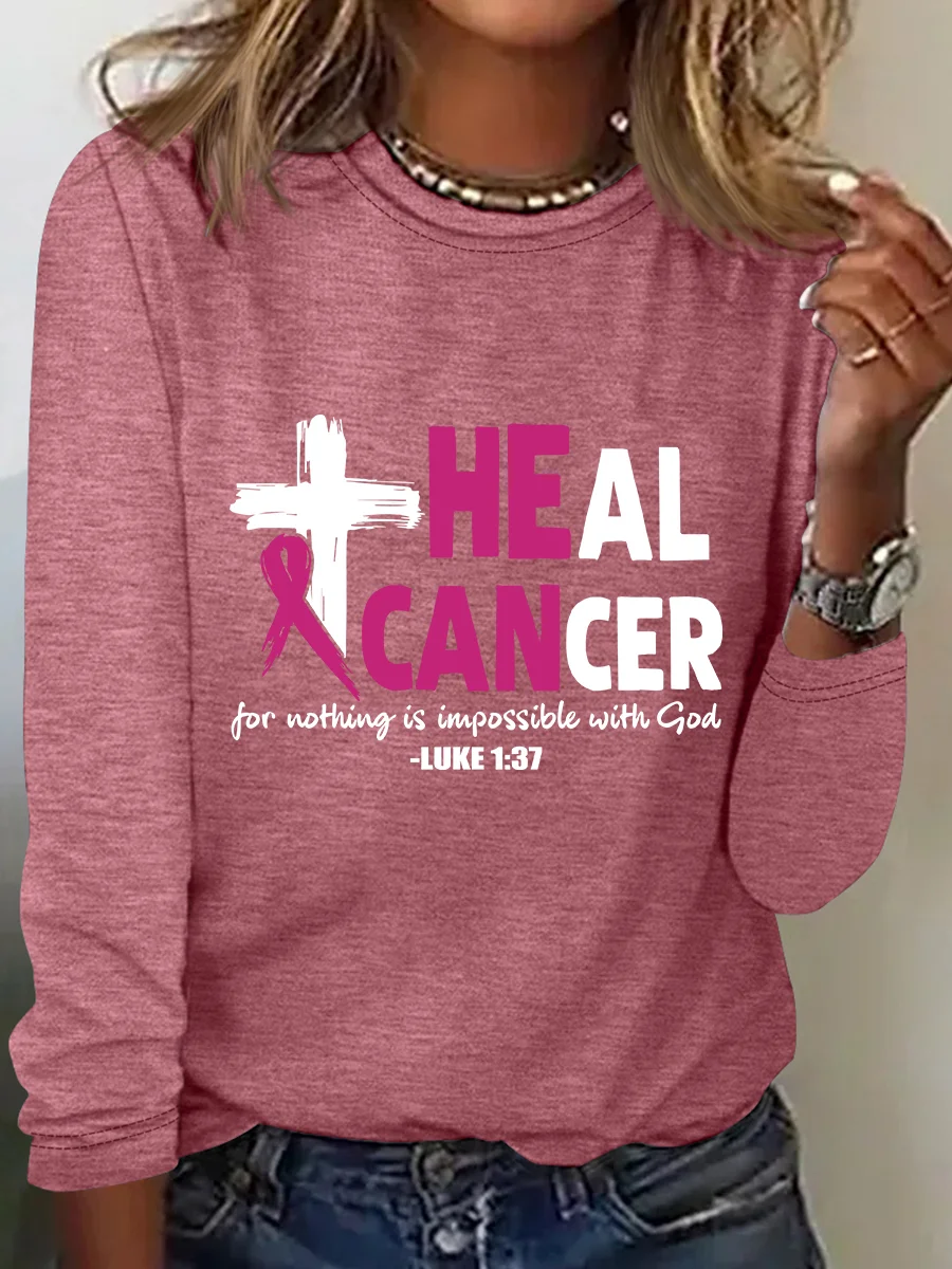 Heal Cancer  Breast Cancer Awareness Month Long Sleeve Shirt