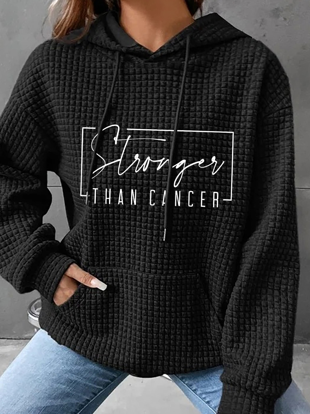 Stronger Than Cancer Breast Cancer Simple Loose Hoodie