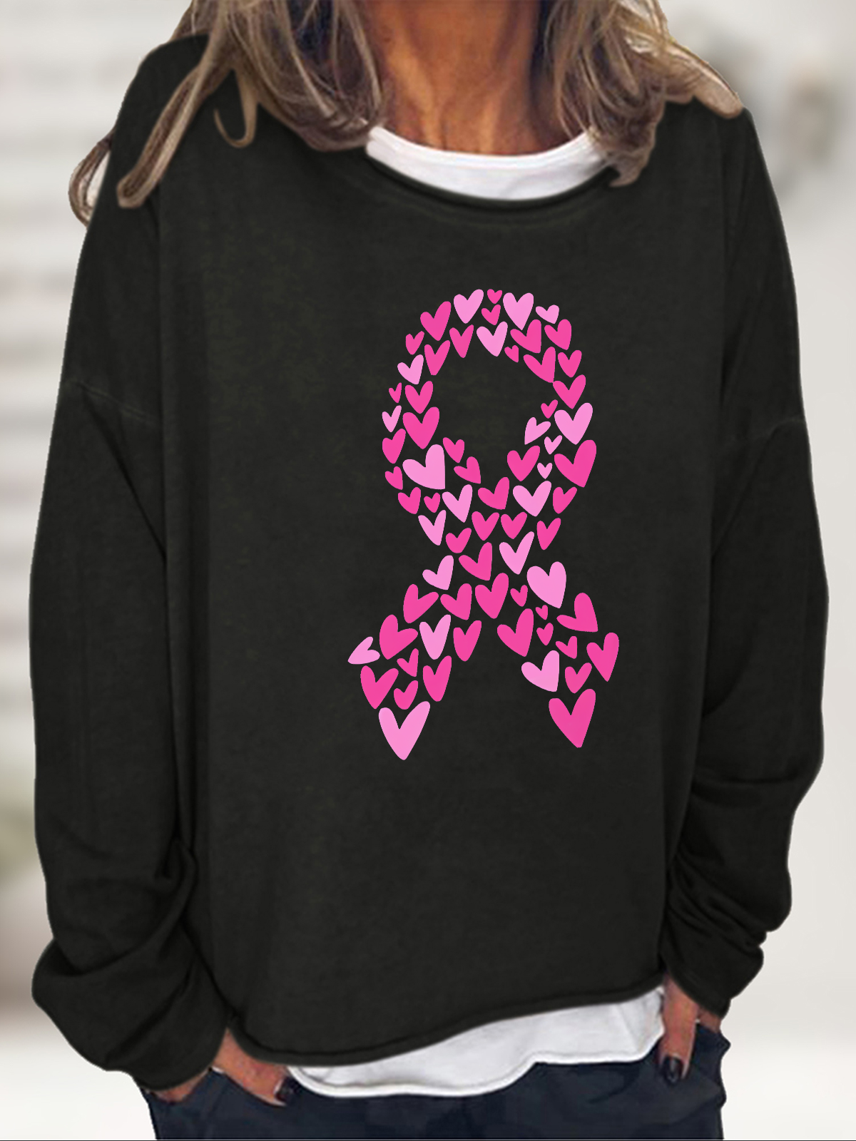 Breast Cancer Casual Crew Neck Sweatshirt