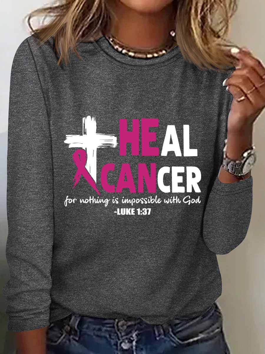 Heal Cancer  Breast Cancer Awareness Month Long Sleeve Shirt