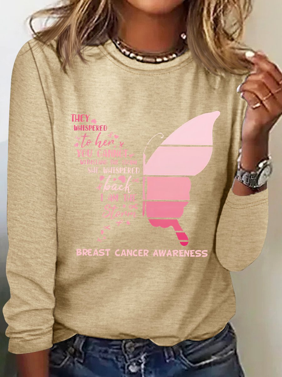 Butterfly Breast Cancer Long Sleeve Shirt