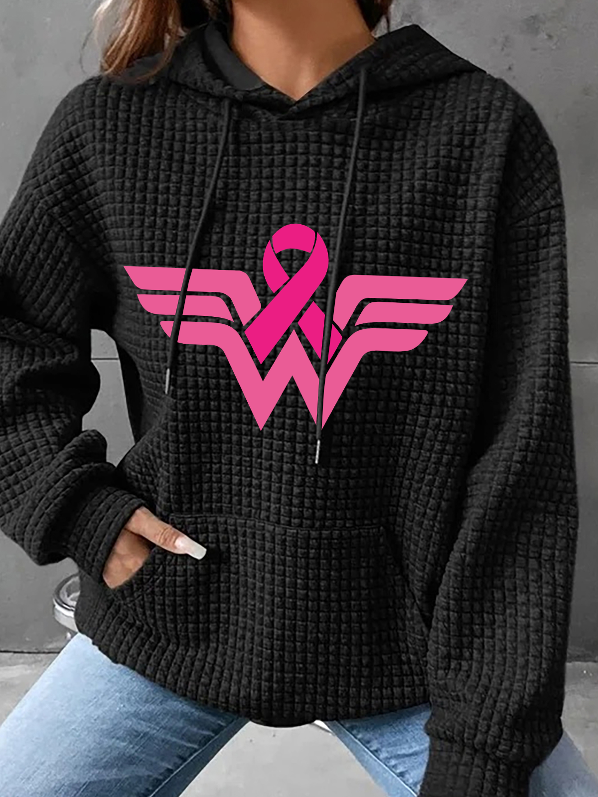 Breast Cancer Woman Simple Loose Hoodie