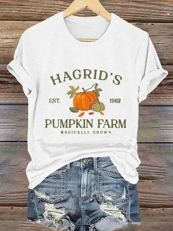 Women's Hagrid'S Pumpkin Patch Print Casual Loose T-Shirt