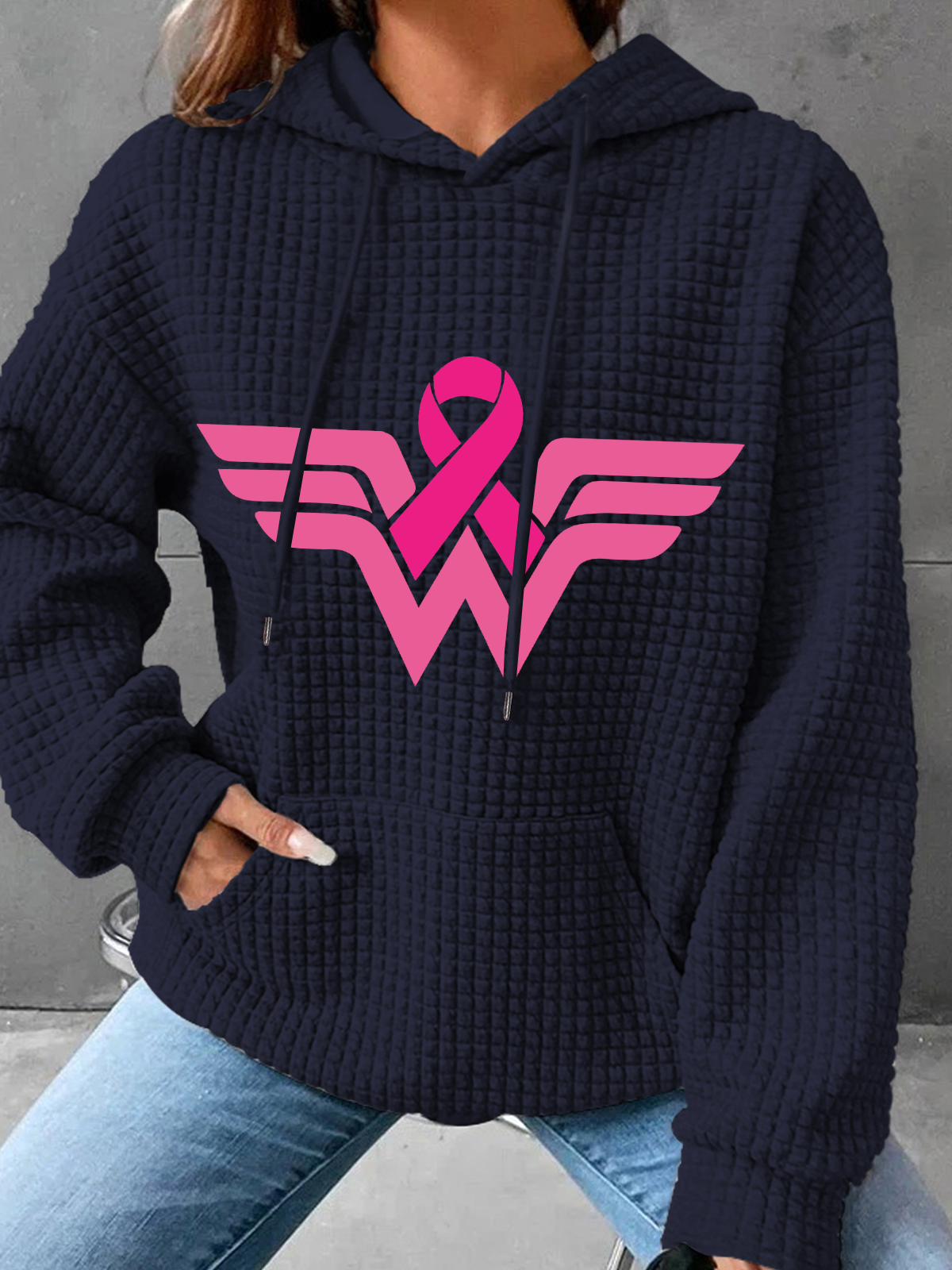 Breast Cancer Woman Simple Loose Hoodie