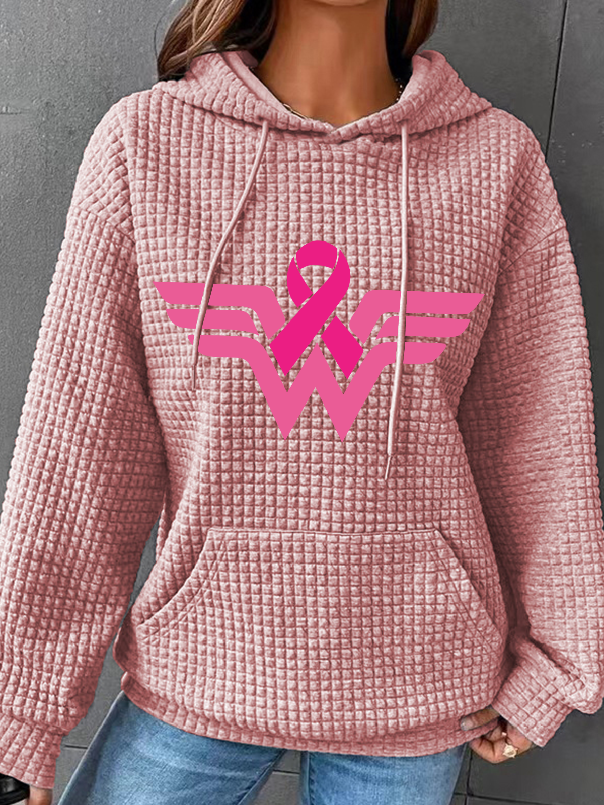 Breast Cancer Woman Simple Loose Hoodie