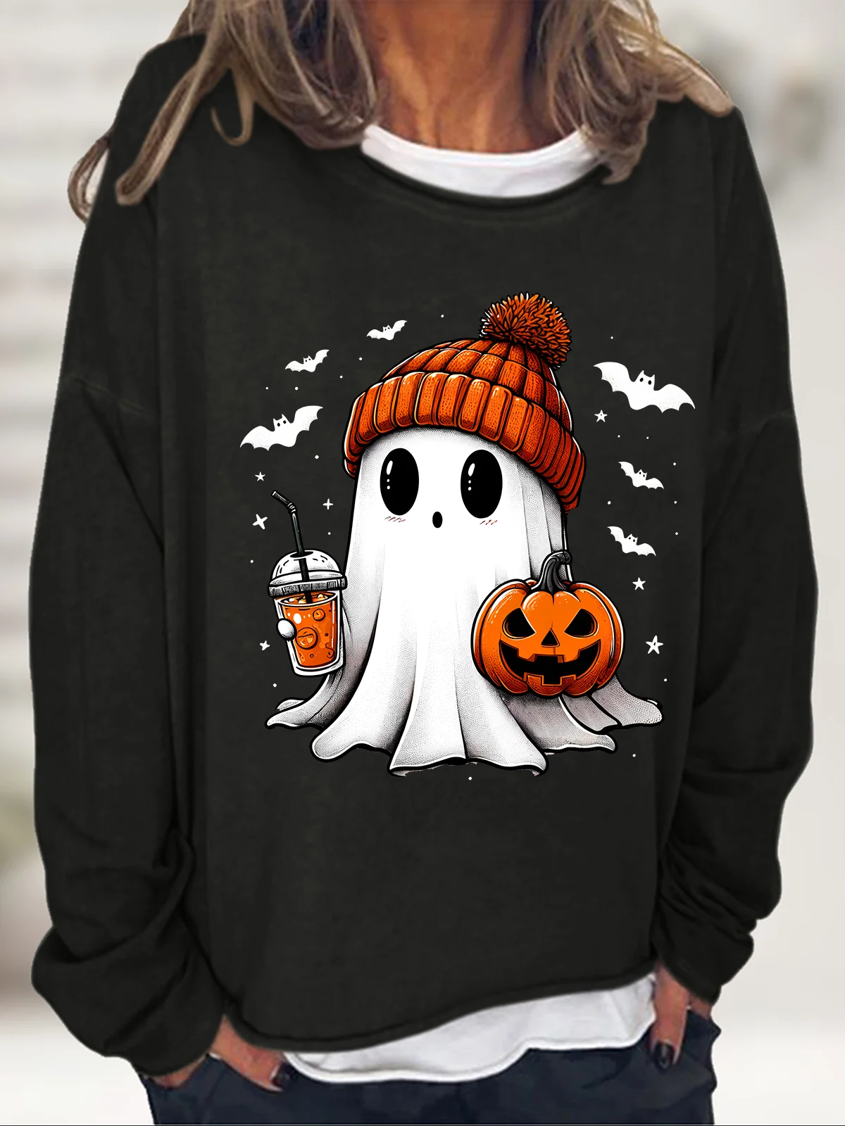 Cute ghost Halloween Casual Sweatshirt