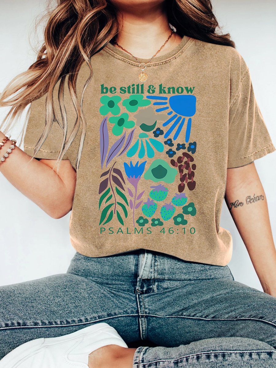 Be Still And Know Christian Washed T-Shirt Vintage Distressed Shirt