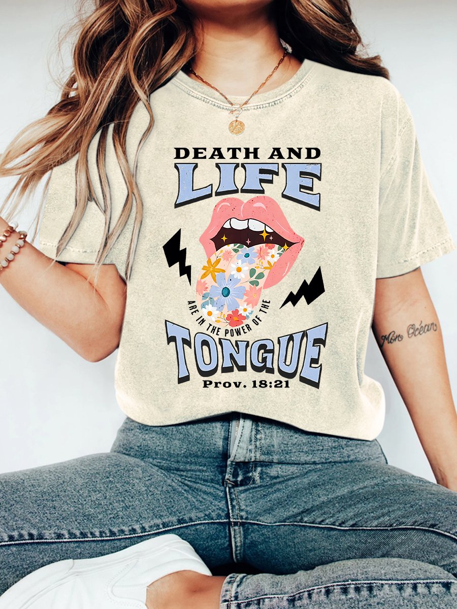 Death And Life Tongue Christian Vintage Distressed Shirt