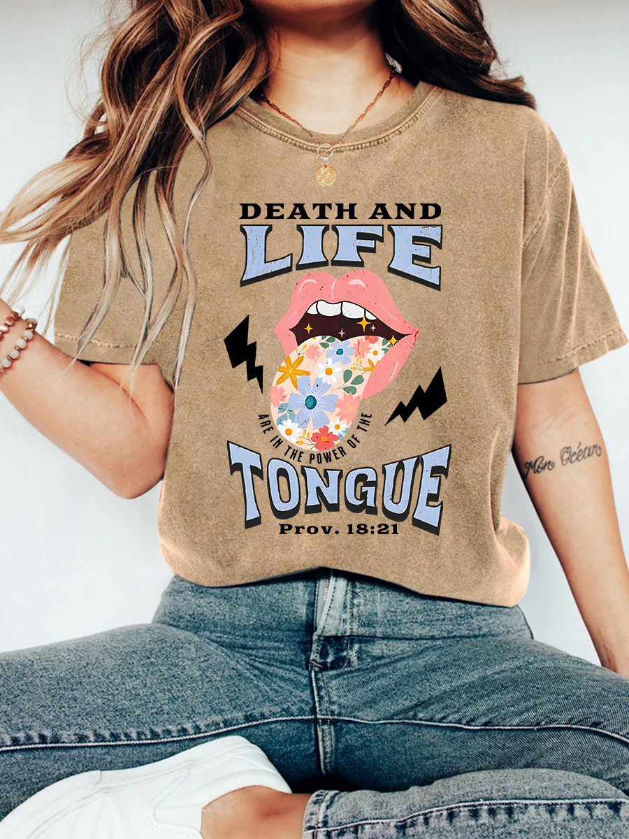 Death And Life Tongue Christian Vintage Distressed Shirt