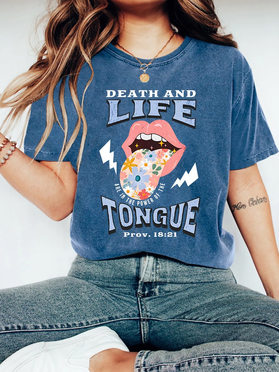 Death And Life Tongue Christian Vintage Distressed Shirt