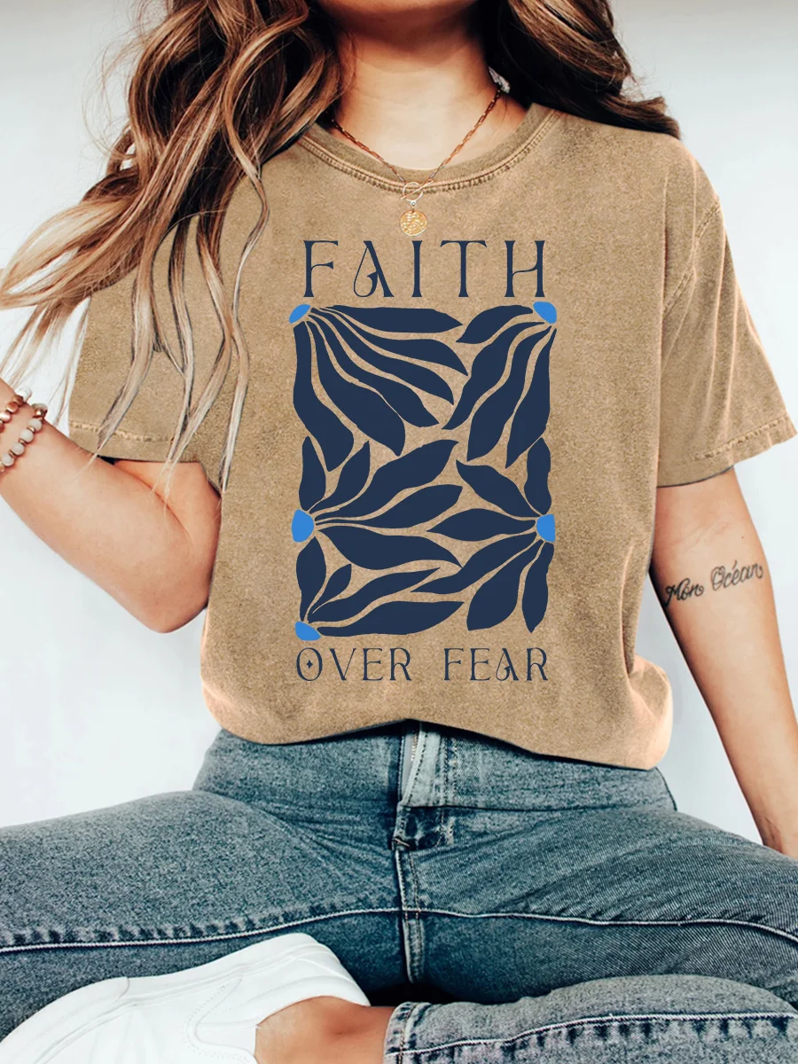 Faith Over Fear Christian Vintage Distressed Shirt