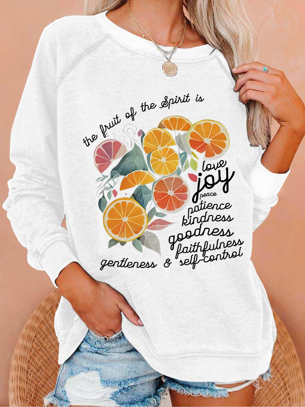 The Fruit Of The Spirit Is Love Christian Crew Neck Casual Sweatshirt