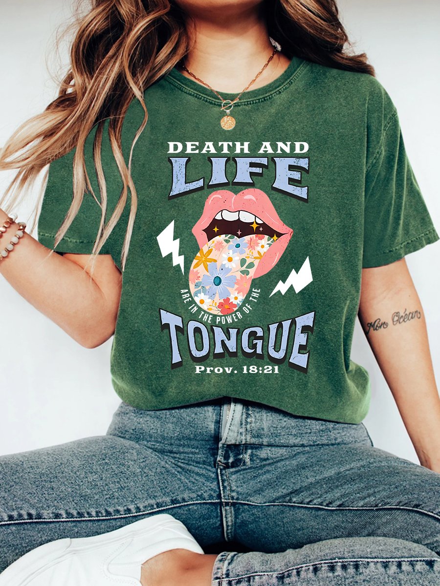 Death And Life Tongue Christian Vintage Distressed Shirt